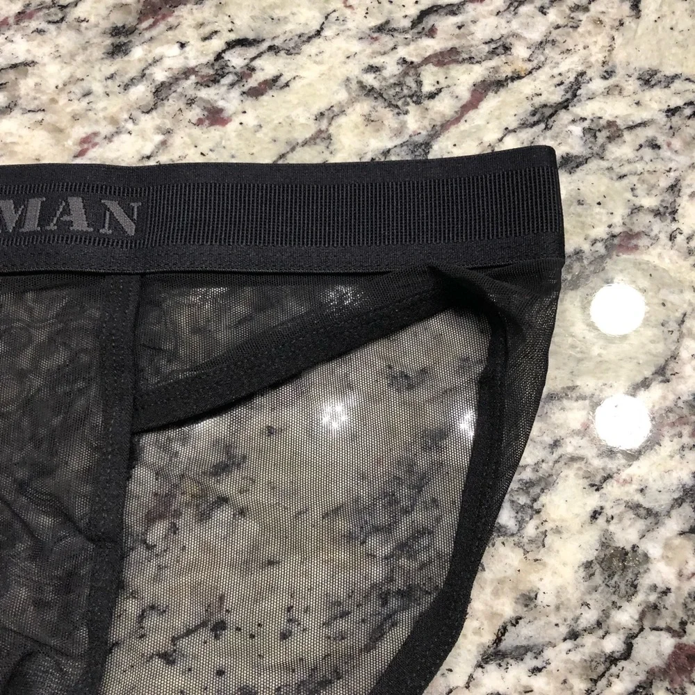 Mens sexy translucent sport briefs